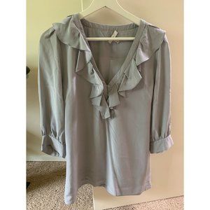 100% Grey Silk Blouse with 3/4 Sleeves